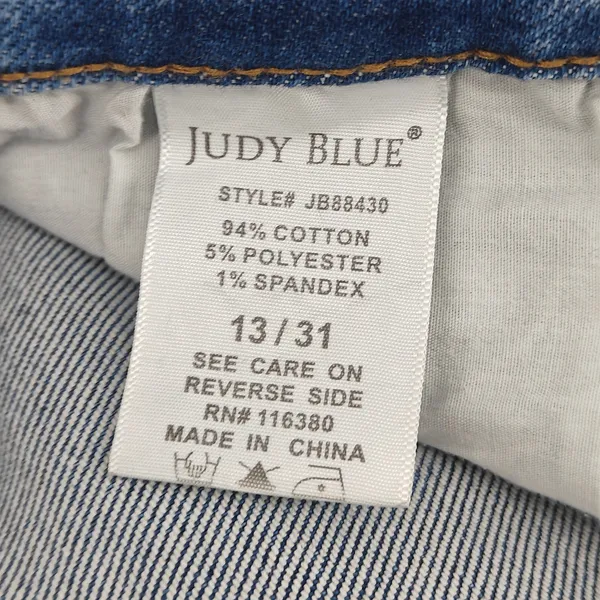 Judy Blue 13/31Relaxed Fit Medium Wash Distressed Hem Jeans Style JB88430 - Image 3
