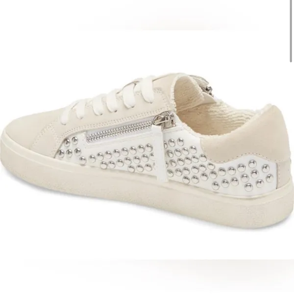 Steve Madden Cream Studded Low-Top Sneakers with‎ Suede Finish - Image 2