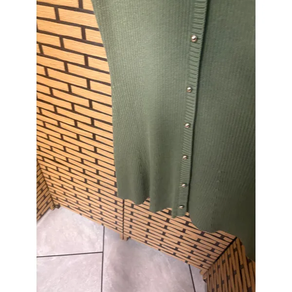French Connection Green Ribbed Button‎ Front Dress Size XL - Image 5