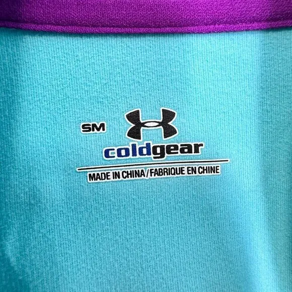 Under‎ Armour Coldgear Top Womens Small Mock Neck Long Sleeves Colorblock Active - Image 6