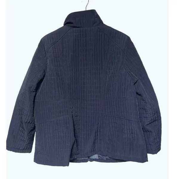 Gallery 1X Quilted Barn Coat Midnight Blue Zip Snap Jacket Plus Size - Image 2
