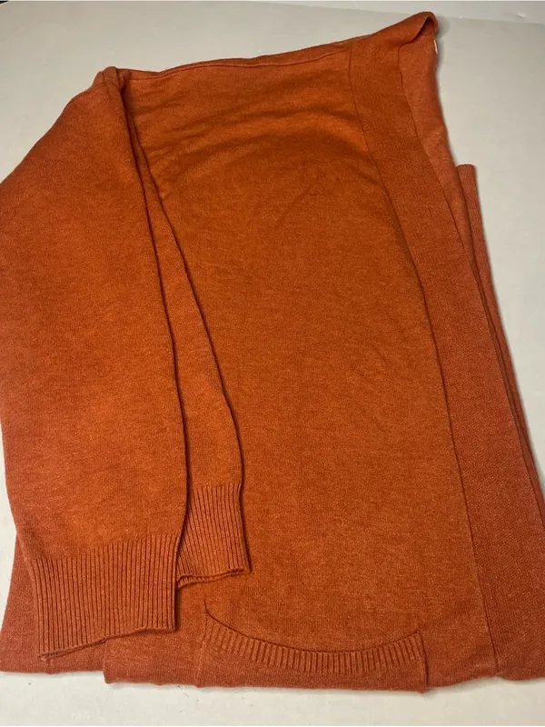 Debut Size M Burnt Orang Open Front Cardigan Sweater With Pockets Soft Cozy Chic - Image 9