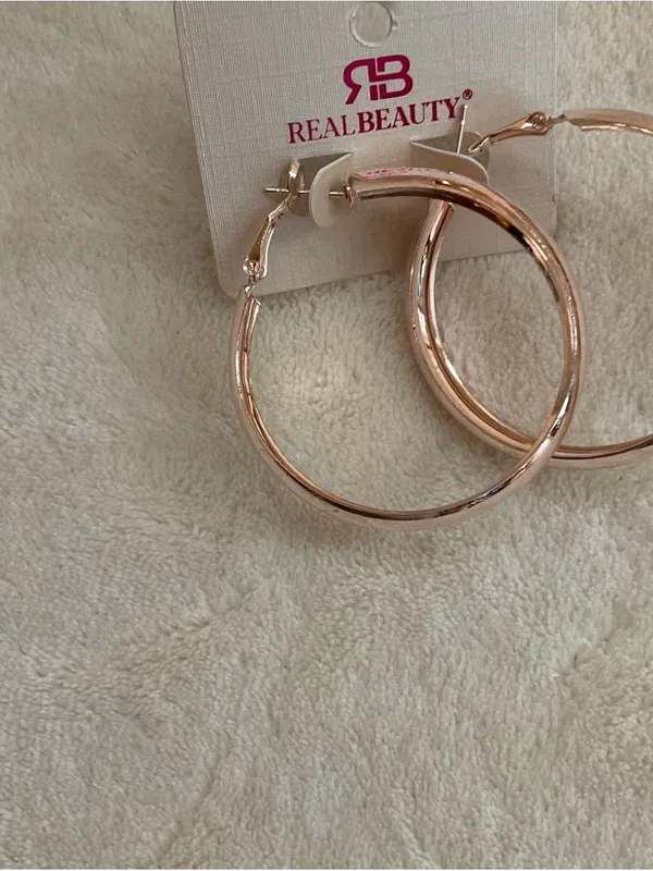 Rose Gold Twisted Hoop Earrings - Image 2