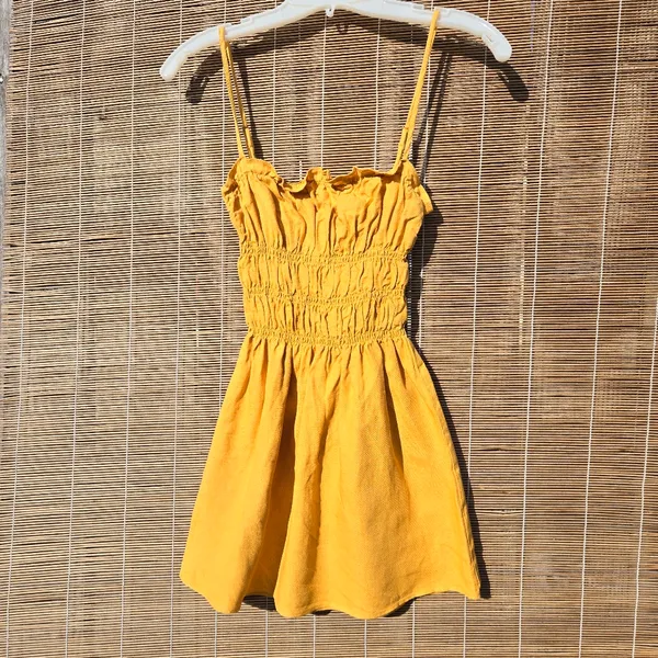 REFORMATION/ linen Tabitha Spagetti Straps Mini dress yellow 2 - Image 3