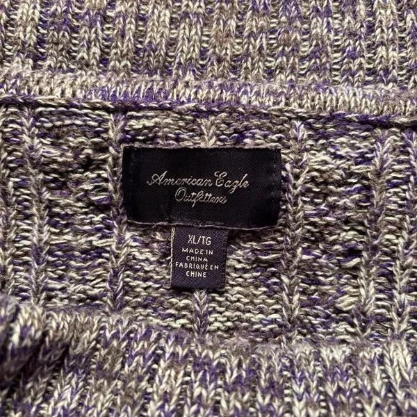 American Eagle Outfitters Turtleneck Sweater‎ Grey & Purple Women's Size XL - Image 3