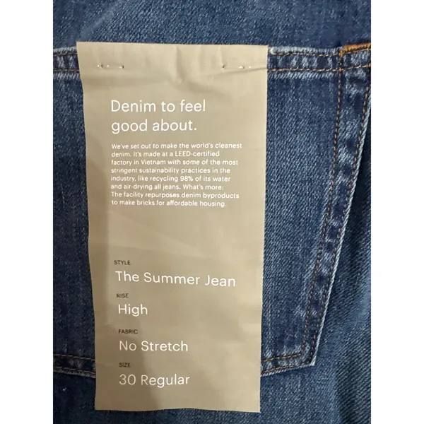 Everlane The Summer Jean High Rise Straight Distressed Organic Blue 30 Regular - Image 4