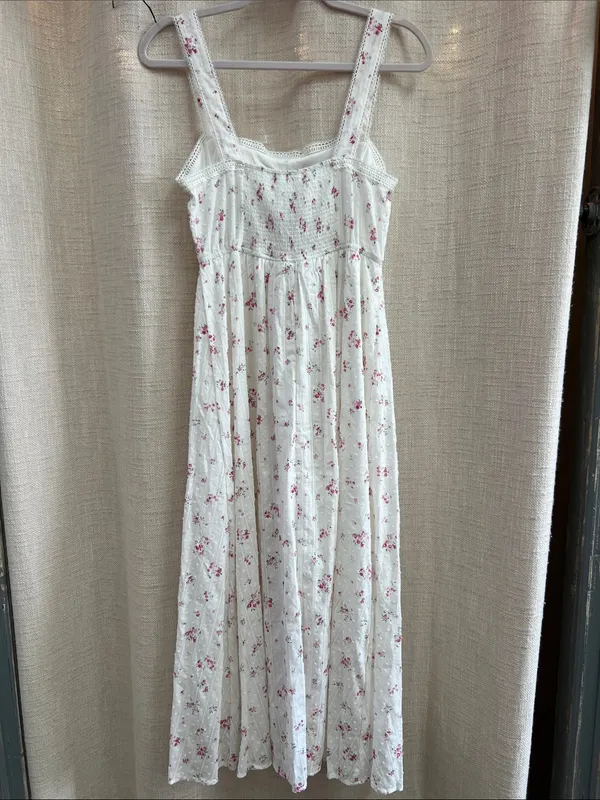 Floral Stripe Clip Dot Sleeveless Maxi Dress Medium - Image 13