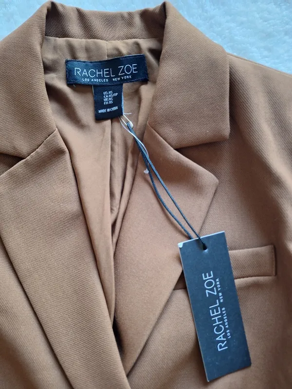 Rachel Zoe NWT Cropped Double Breasted Blazer Jacket Camel Tan XS - Image 2