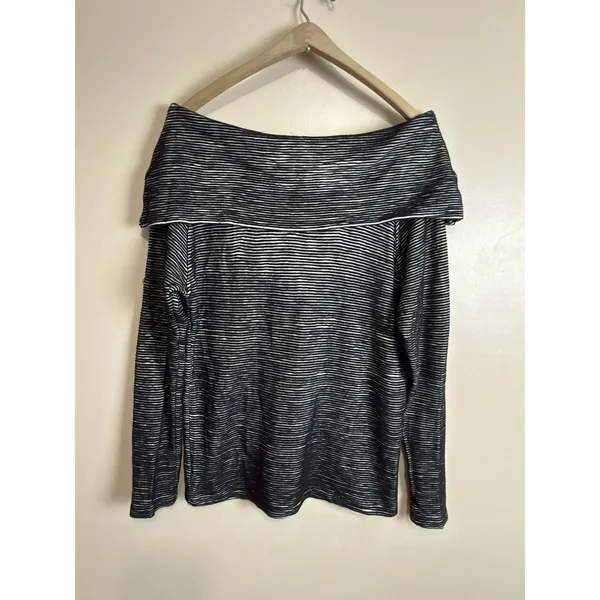 Anthropologie Dolan Striped Cowl Neck Top Black White Long Sleeve Pullover M - Image 6