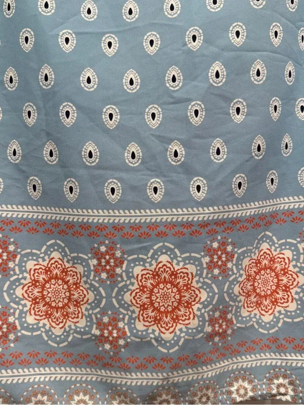 Lulus Women’s Secret Paradise Blue Print Shift Short Sleeve Mini Dress Size L - Image 9