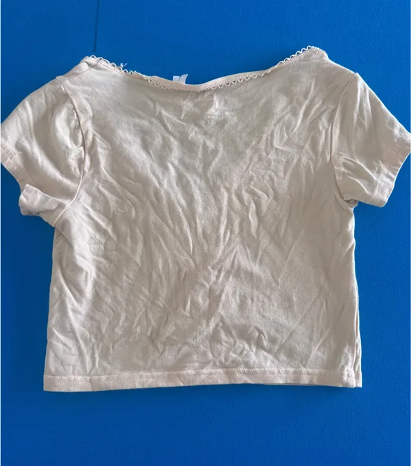 PacSun Butter Yellow Lace Baby tee - Image 2