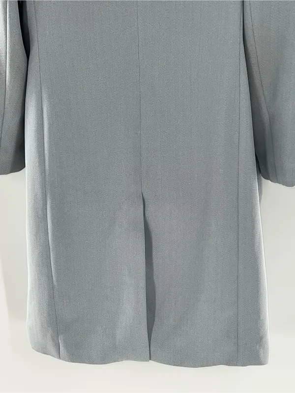 Vintage Women's Light Gray Single-Button Trench Coat-Size 12 - Image 6