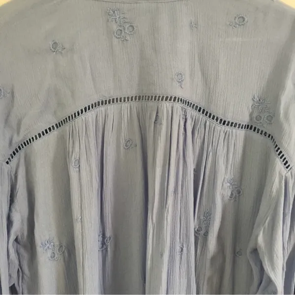 Free People Light Baby Blue Wishful Moments Tie Neck Tunic Top NEW - Image 9