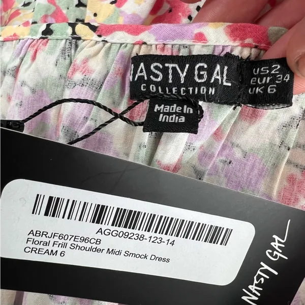 NWT Nasty Gal Collection‎ Floral Frill Shoulder Smock maxi dress sz 2 - Image 5