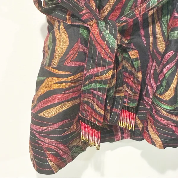 Farm Rio Shinny Zebra Mini Belted Wrap Dress Multi Color Size‎ Large - Image 4