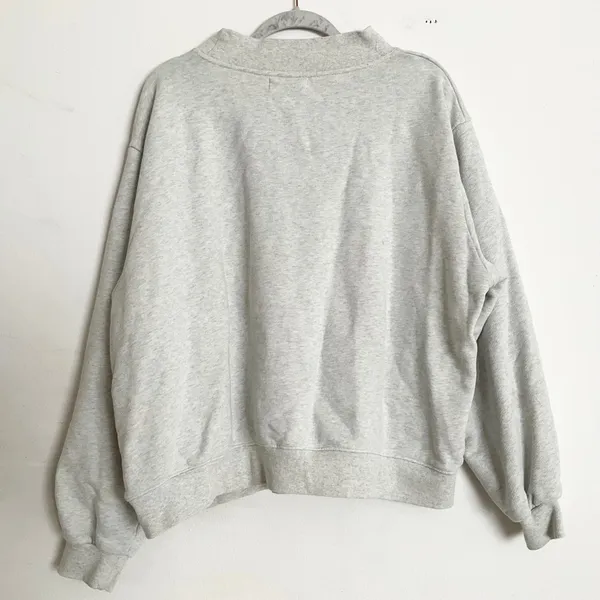 Parke Flag Graphic Mockneck Sweatshirt Varsity Pullover Heather Grey L/XL - Image 10
