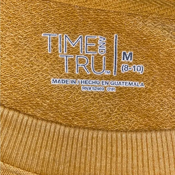 Time and Tru Mustard Yellow Crewneck Sweatshirt Medium‎ Casual Pullover Top - Image 4