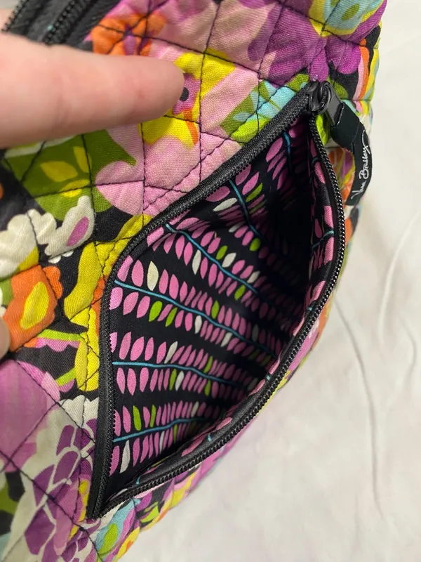 Vera Bradley Floral Quilted Crossbody Shoulder Bag Pink Purple Multicolor Zip - Image 8