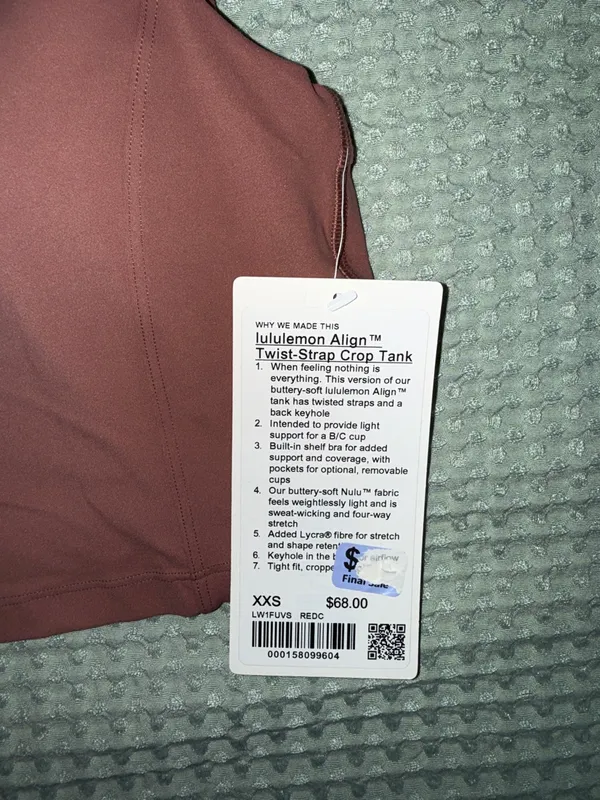 NWT Lululemon Align Twist-Strap Crop‎ Tank size XXS - Image 2