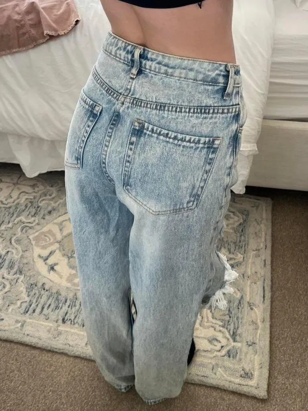Ripped Light Wash Blue Jeans - Image 2
