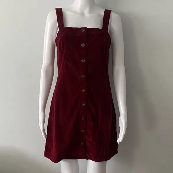 Hollister Maroon Corduroy Button-Down Dress - Image 2