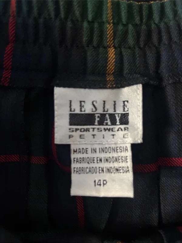 Vintage Pleated Midi Skirt by Leslie Fay Sportswear Dark Green Plaid Sz 14 P - Image 5