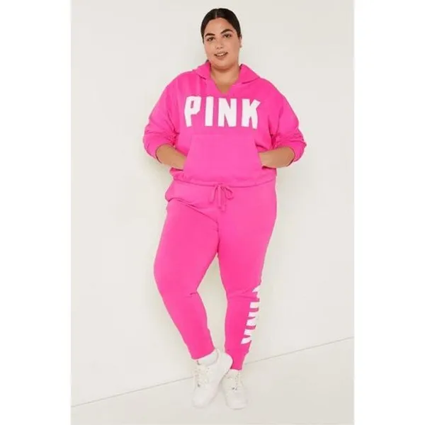 PINK Victorias Secret Cinched Crop Hoodie‎ & Sweatpants Atomic Pink Set L/XL - Image 11