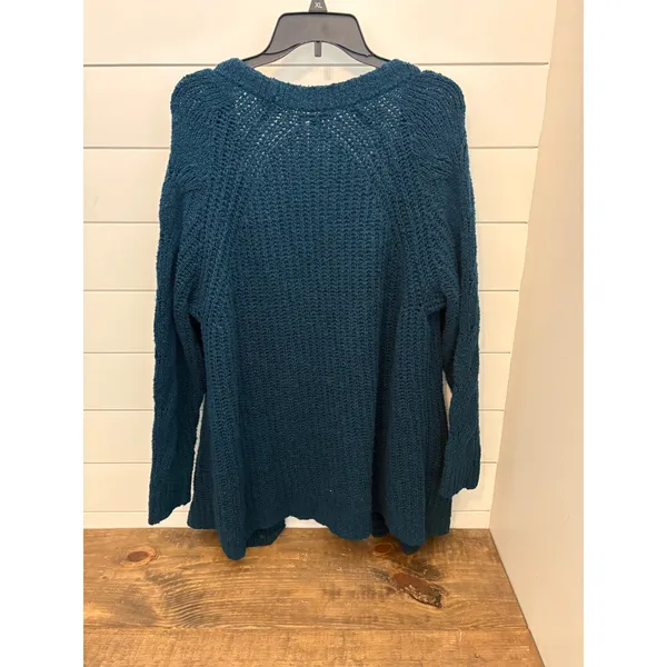 American‎ Eagle Teal Blue Open Front Knit Cardigan Sweater Pockets - Medium - Image 3