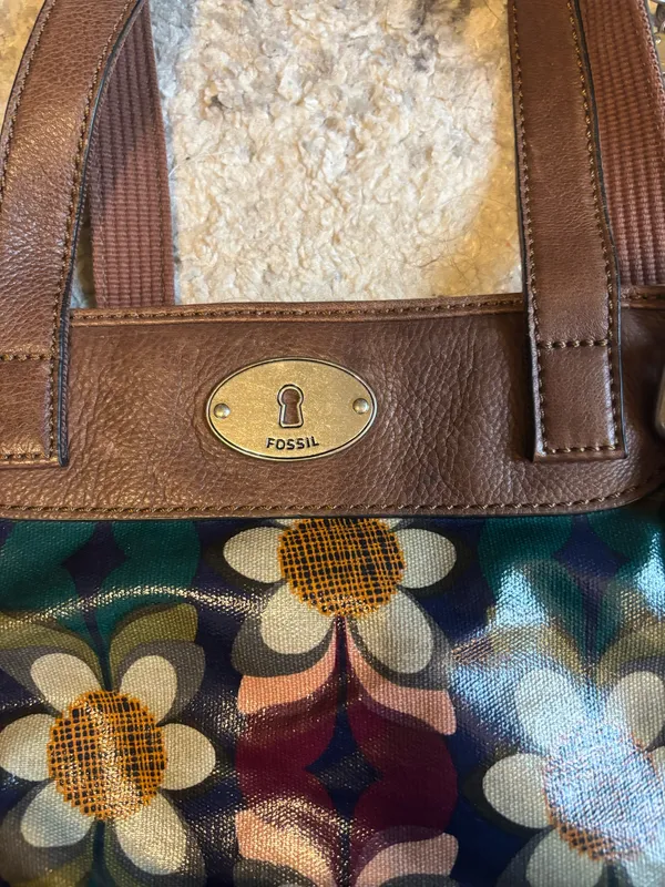 Fossil floral bag with leather trim  - Image 2