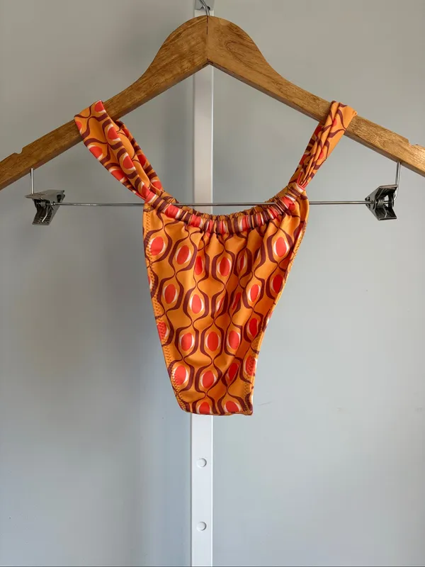 Zara geometric pattern string bikini bottom in orange - Image 2