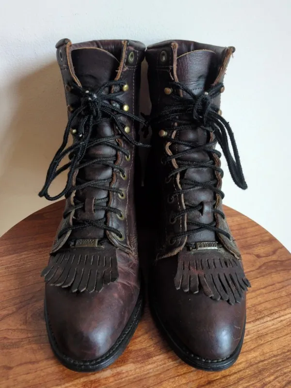 Double-H Women's Sz 8.5 Ladies Lacer Leather Work Boots Western Cowgirl 9300 - Image 4