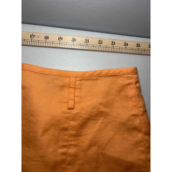 J. Crew Tangerine Orange Front Slit‎ Linen Blend Skirt 14 Lightweight Y2K Peach - Image 5