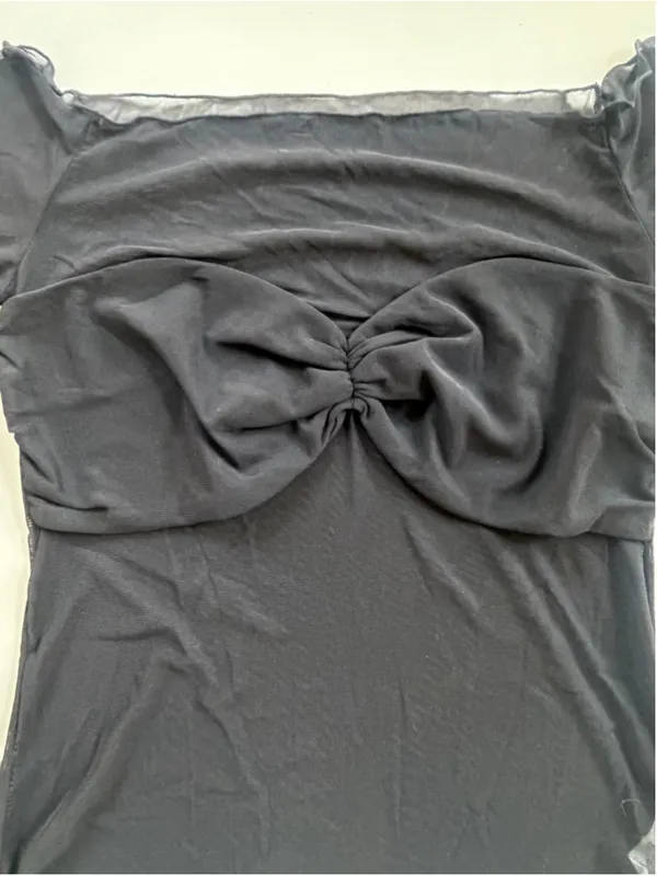 Size L Halara Off the Shoulder Long Sleeve Mesh Top Black - Image 3