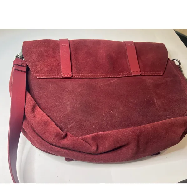 bag crossbody shoulder burgundy suede large Bess Croute messenger flap Ox Blood - Image 10