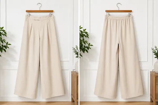 ✨ Women’s Cream High-Waisted Wide-Leg Pleated Trousers (Size M) ✨ - Image 2