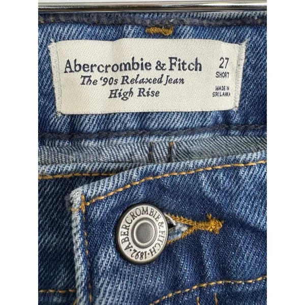Abercrombie & Fitch 90s Relaxed Jean High Rise Blue Denim Jeans Womens Size 27 S - Image 3