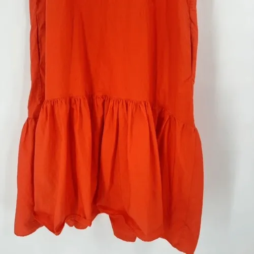 Anthropologie Whit Two Dress Womens Small Orange Ruffle Tiered Midi Boho - Image 9