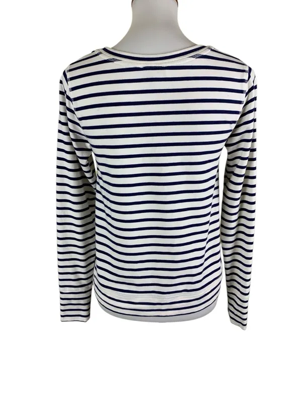Stella And Dot Striped Long Sleeve Top‎ Blue White Crew Neck Casual Small - Image 2