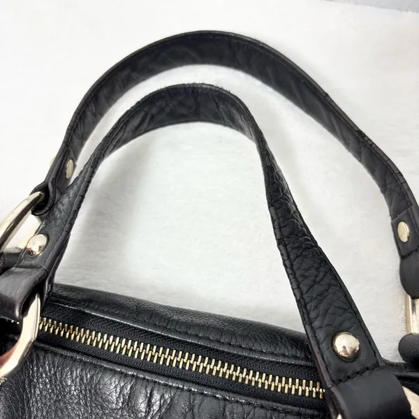 B Makowsky Large Black Genuine Leather Handbag‎ Lombard Satchel - Image 10