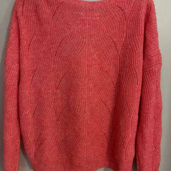 Anthropologie‎ Women's Keely Wool Blend Cable Knit Soft Pink Cozy Sweater Small - Image 3