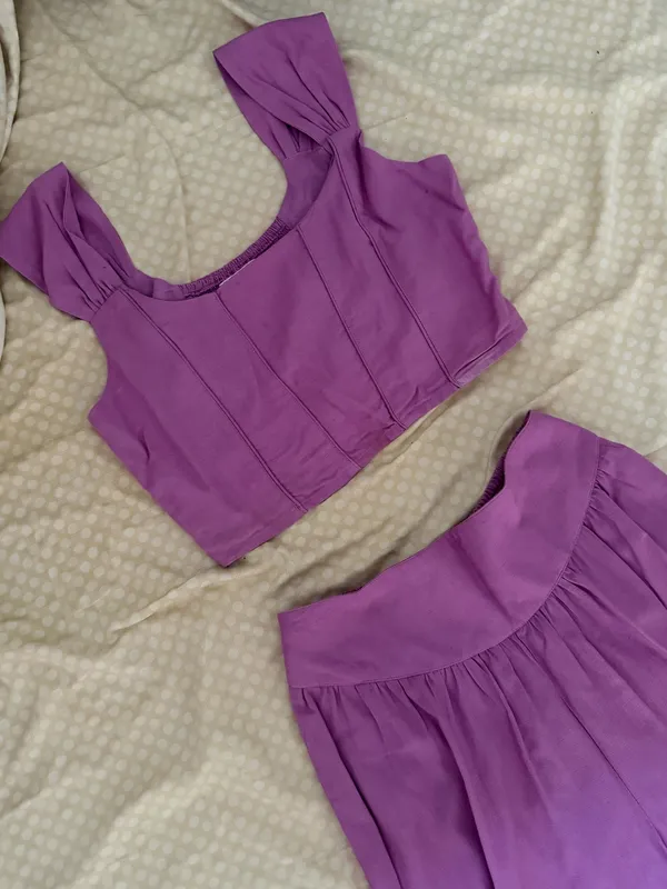 Lavender crop top & wide leg pant co-ord set - Image 2