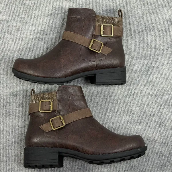 Easy Street Size-8WW Women's Kourt Slip Resistant Ankle Boots Brown - Image 6