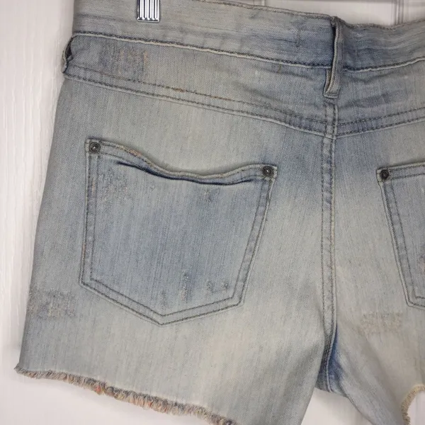 Free People Distressed Denim Shorts Light Wash - Image 12