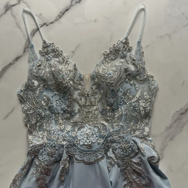 Rated PG PromGirl Homecoming Mini Dress Blue size 0 Beaded Lace Feminine fairy - Image 5