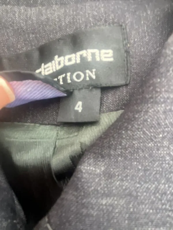 Liz Claiborne Collection Vintage 100% Wool Charcoal Grey Pant Suit Zip Jacket Si - Image 5