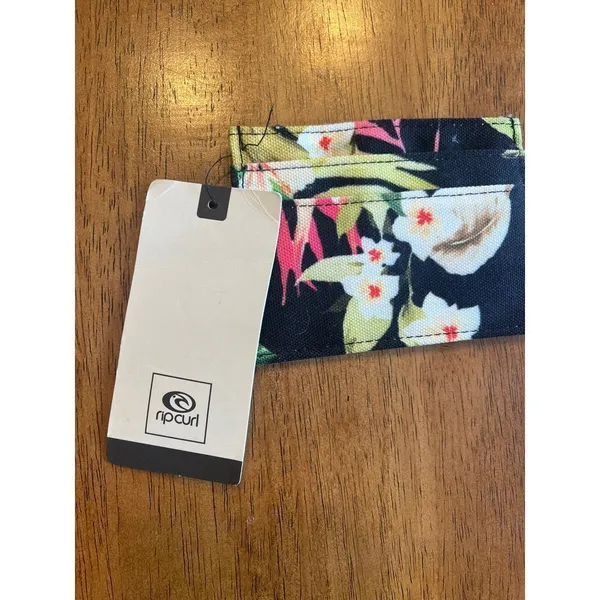 Rip Curl Tropical‎ Floral Card Holder Wallet Black Hawaiian Print Mini Wallet - Image 4