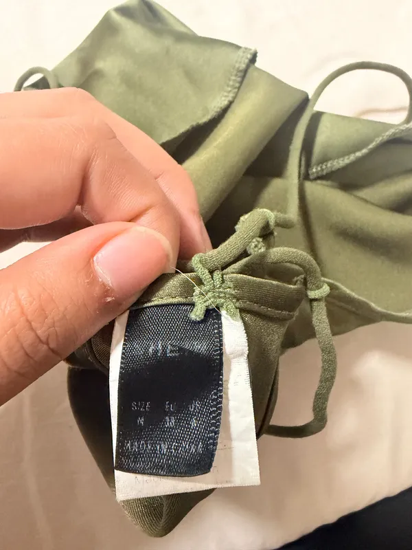 SHEIN Olive Green Satin Drawstring Cami - Image 4
