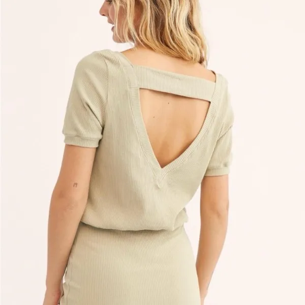 Free People Beach Happy Hour Olive Open Back Mini Dress women’s size XS - Image 2