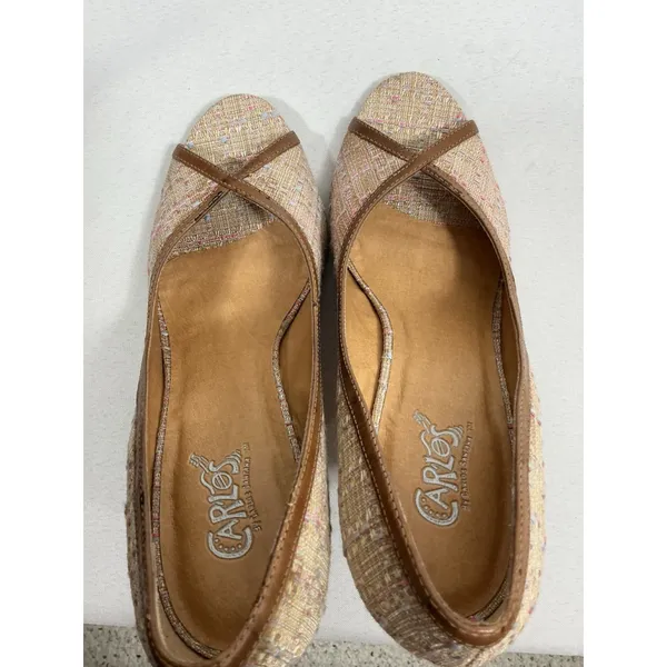 Womans Excellent Condition Carlos Santana Classic Slip On Stiletto Pumps 10M Tan - Image 6