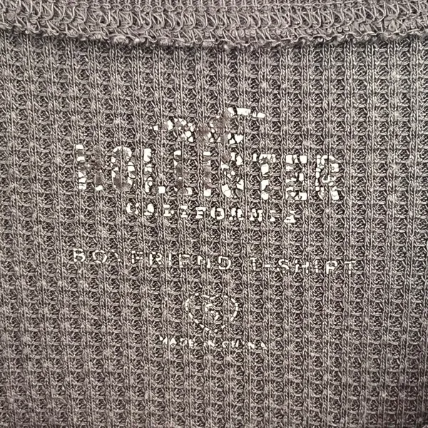 Hollister Gray Waffle Knit Cropped Boyfriend‎ T-Shirt Long Sleeve Ringer Neck S - Image 4